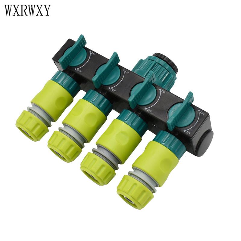 

wxrwxy Drip irrigation 4 way Tap garden Tap splitter irrigation hose faucet adapter cranes 1/2 hose connector 1pcs, Green