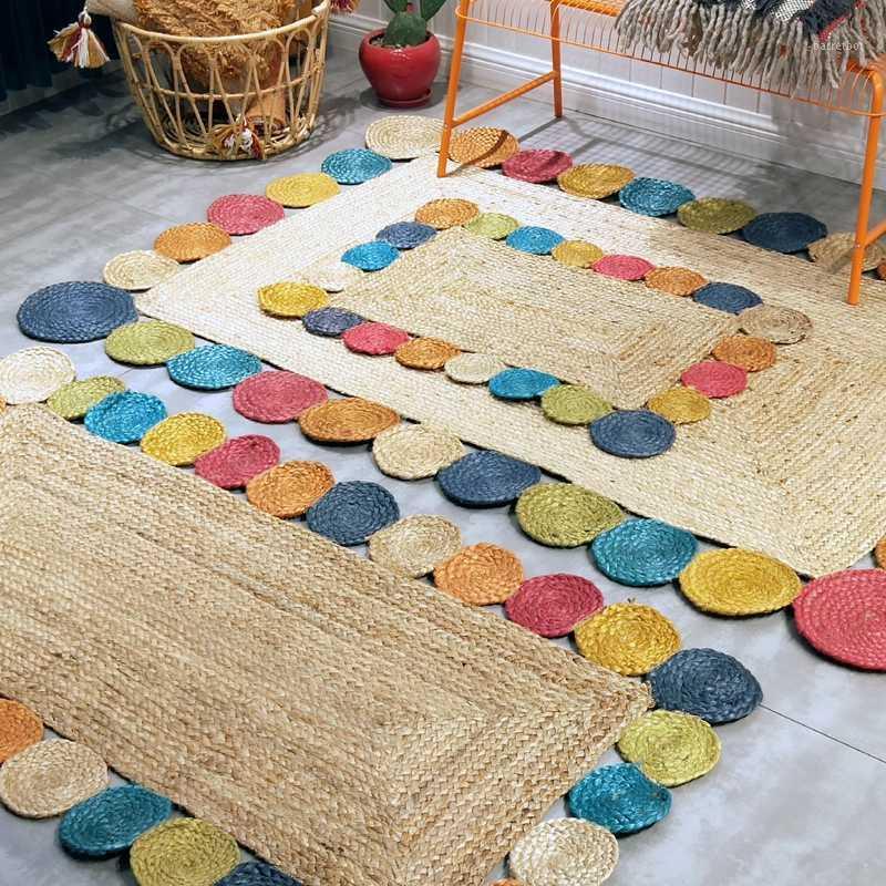 

Handmade Jute Woven rectangle Carpet Home Living Room Coffee Table Simple Nordic Homestay Wind Carpet Home Decorator Floor Rug1
