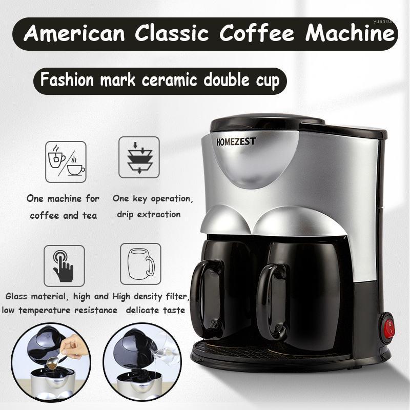 

Mini Coffee Machine Coffee Maker Ceramic Double Cup Automatic Americano China Cafetera Espresso Kitchen Appliances1