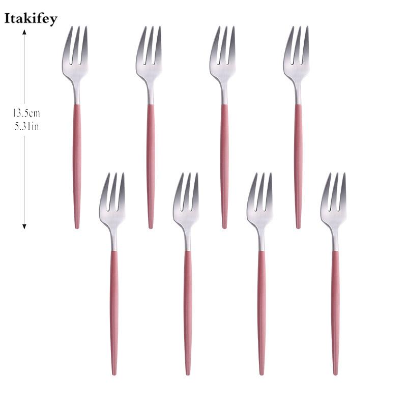 

8Pcs Stainless Steel Dessert Fork Multi-color Coffee Set Black gold silverware Fork Kitchen Accessory Flatware Drop shipping