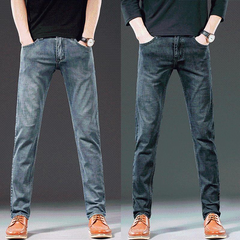 

2020 new men's jeans autumn and winter fashion micro-elastic casual jeans men, 608 retro yellow.
