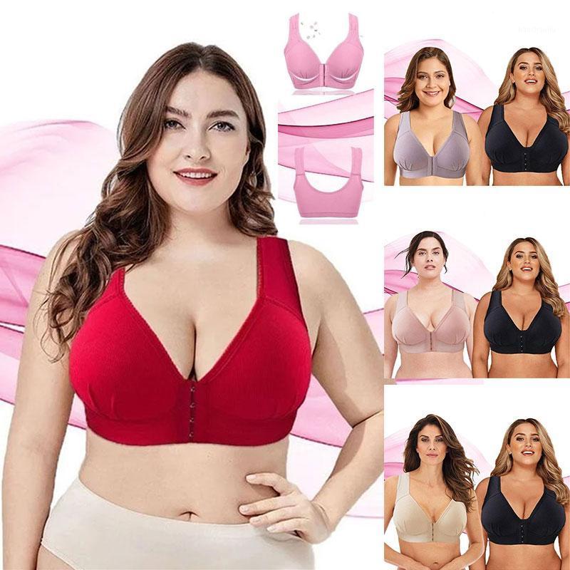 

Newly Plus Size Front Closure Elastic Push Up Comfort Bra Women Wireless Bra S661, Red