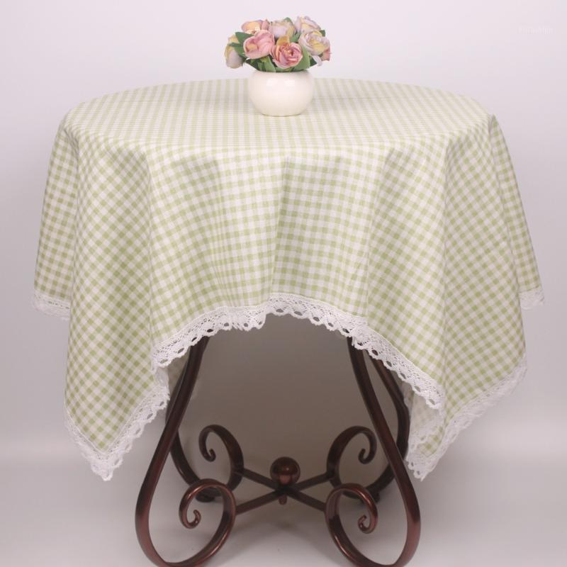 

CURCYA Household Linen Cotton Plaid Tablecloths Light Green Table Cloth for Wedding Decoration Customize Table Cover1, As pic