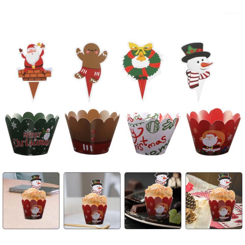 

48pcs Cupcake Decorations Festival Christmas Holiday Lovely Delicate Cake Toppers Cupcake Wrapper Topper Cake Wrappers1
