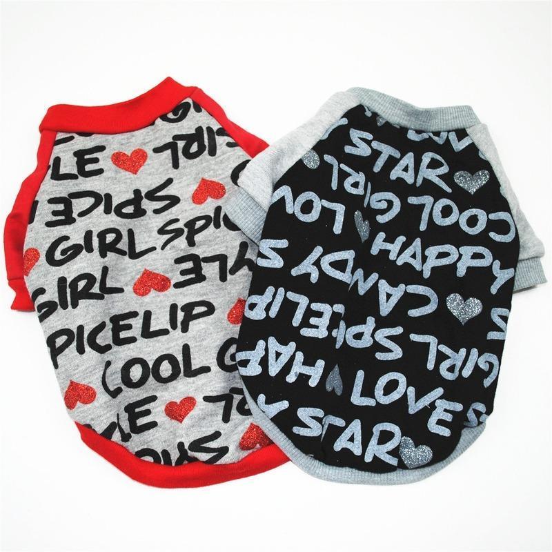 

Pet Clothing Letter Clothes for Dog Small Costume Print Hoodies T-shirt Dogs Cute Autumn Winter Black Warm Boy Collar Perro1