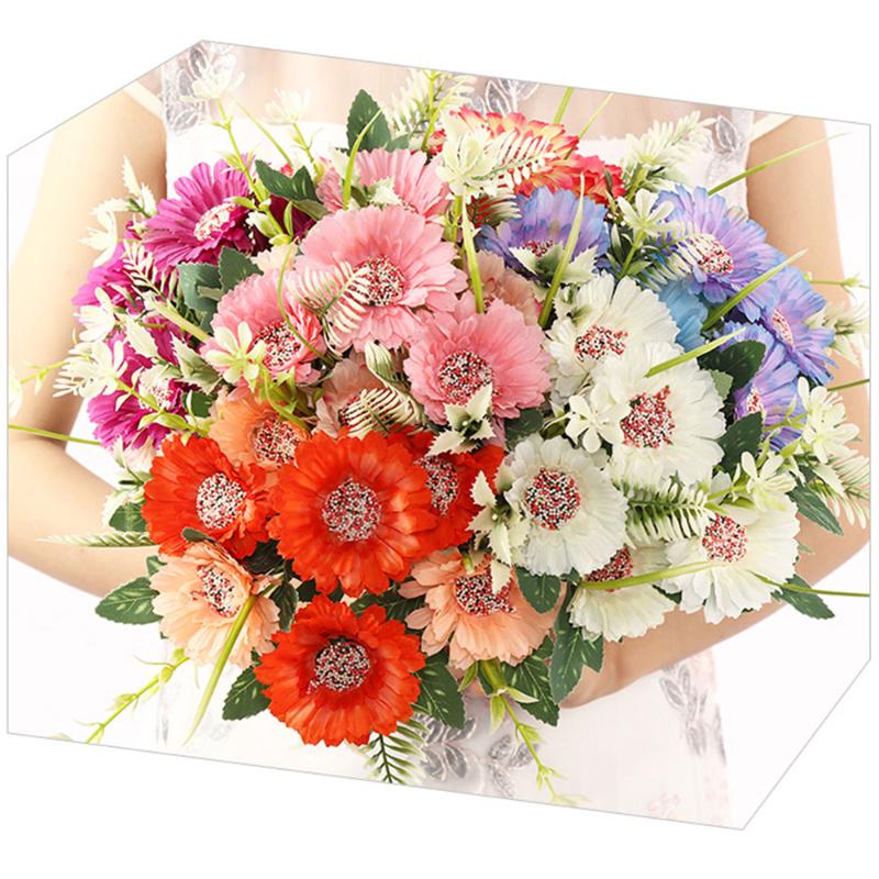 

7 Heads Bouquet Artificial Daisy Flowers Party Wedding Home Flowers For Decoration Silk Mini Daisy Fake Flower Artificial Plants, Blue