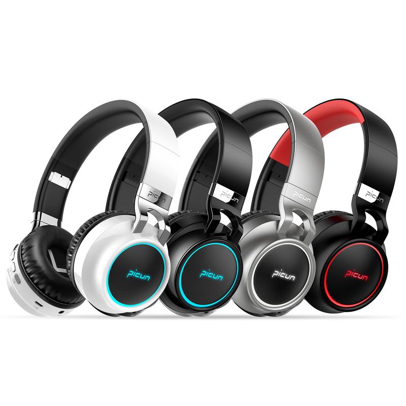 

Picun P60 Folding Portable Wireless Headset Running Gaming Bluetooth Headphones with MIC Support TF Card for phone PC, Black