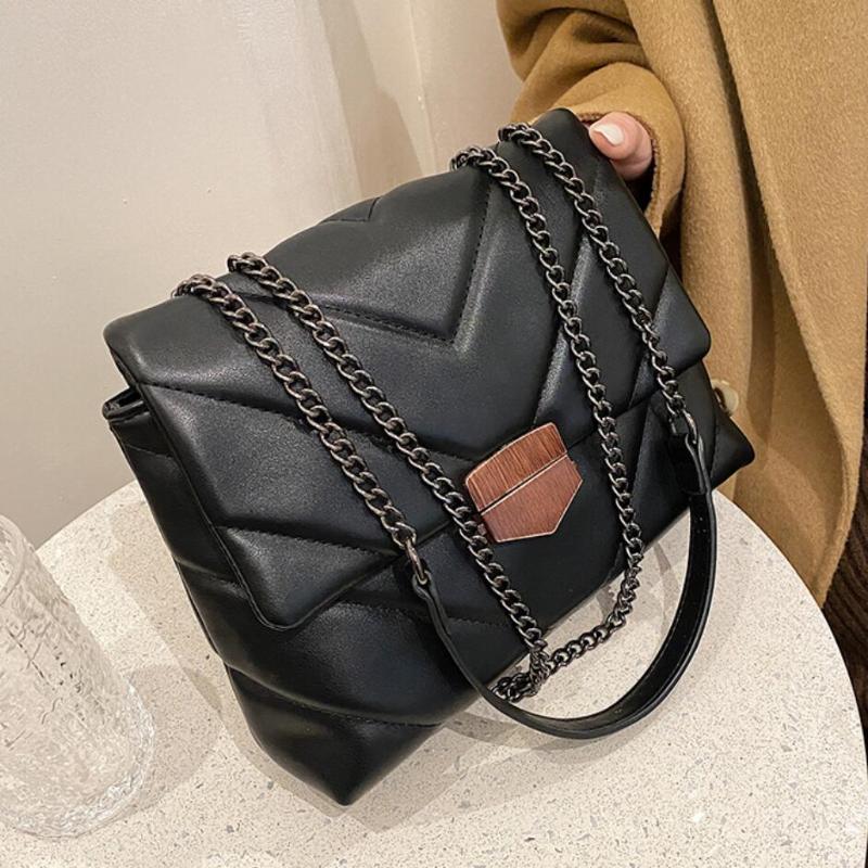 

Vintage Square Armpit bag 2021 Fashion New High-quality PU Leather Women's Designer Handbag High capacity Shoulder Messenger Bag, Black