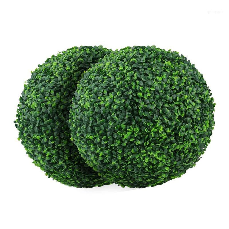 

2 PCS 15.7 Inch Artificial Plant Topiary Ball Faux Boxwood Decorative Balls for Backyard,Balcony,Garden,Wedding DéCor1, Green