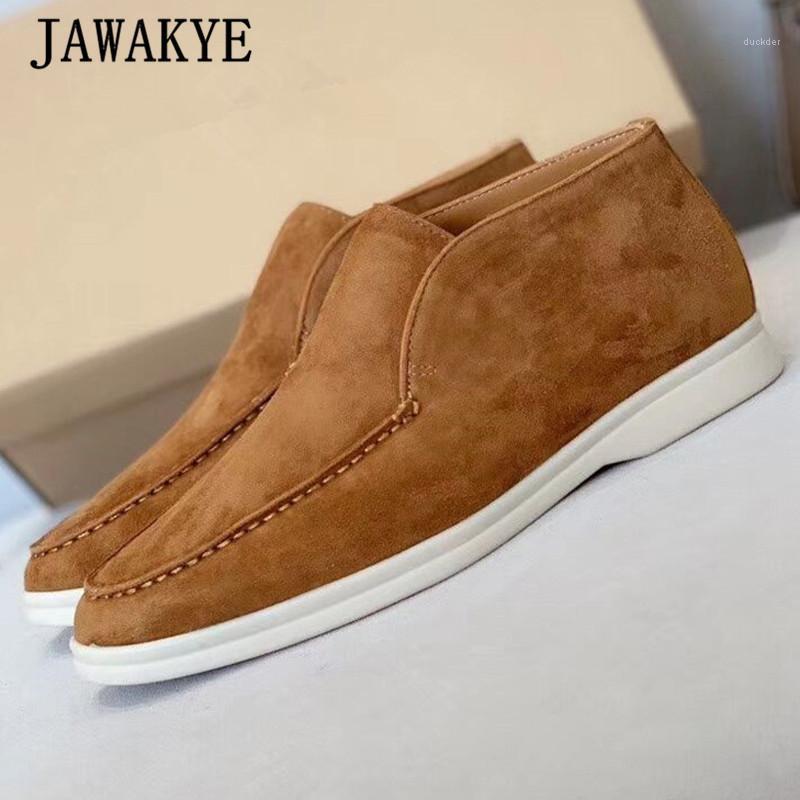 

Quality Sewing Men Opening Walk Shoes Outdoor High Top Thick Sole Spring New Penny Shoes Comfort Suede Casual Flat Men1, Brown