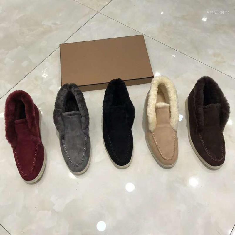 

vallu 2021 winter new flat-bottom genuine leather plain all-match high-quality plush shoes1, Black