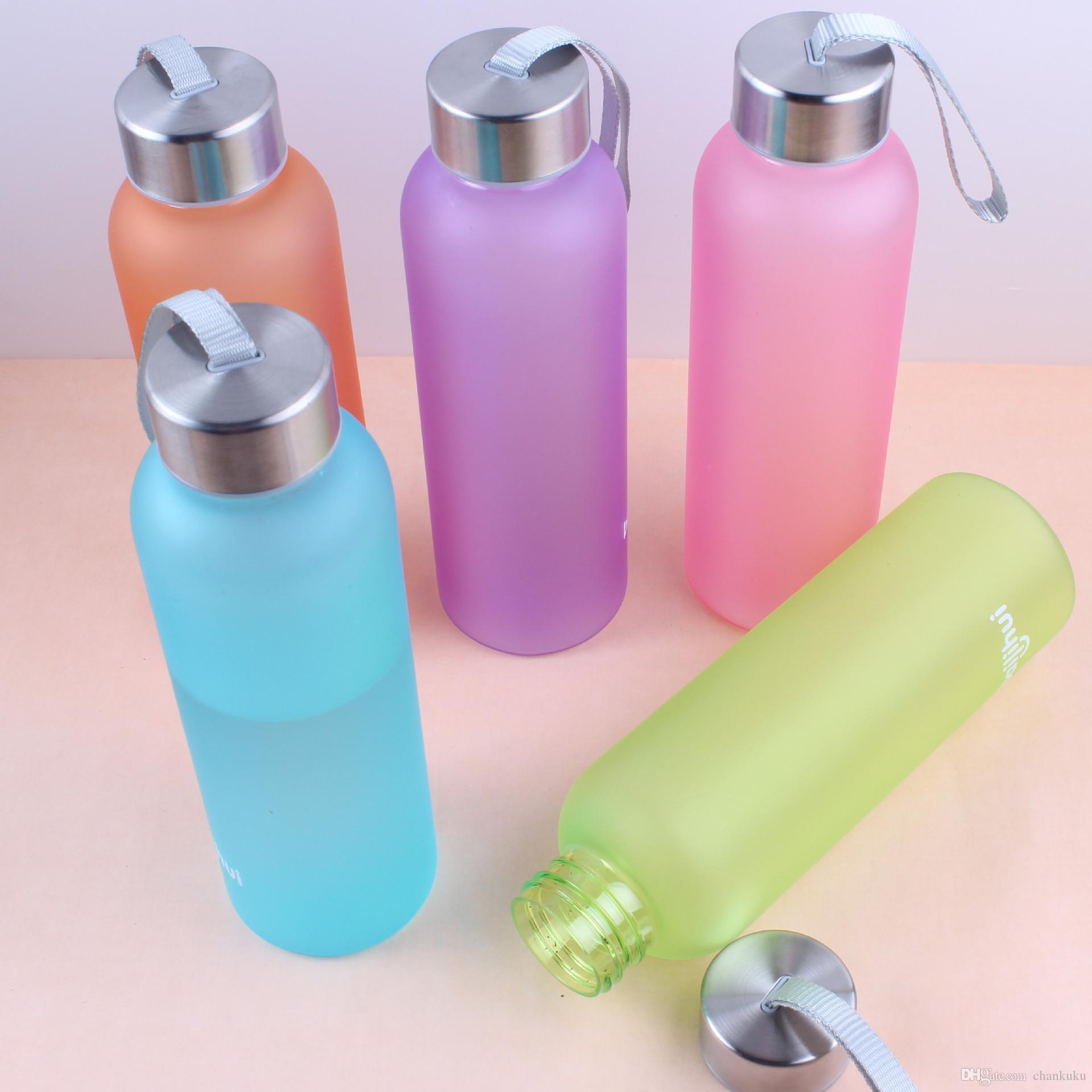 Best Portable Candy Color Straight Water Bottle Frosted Plastic Bpa