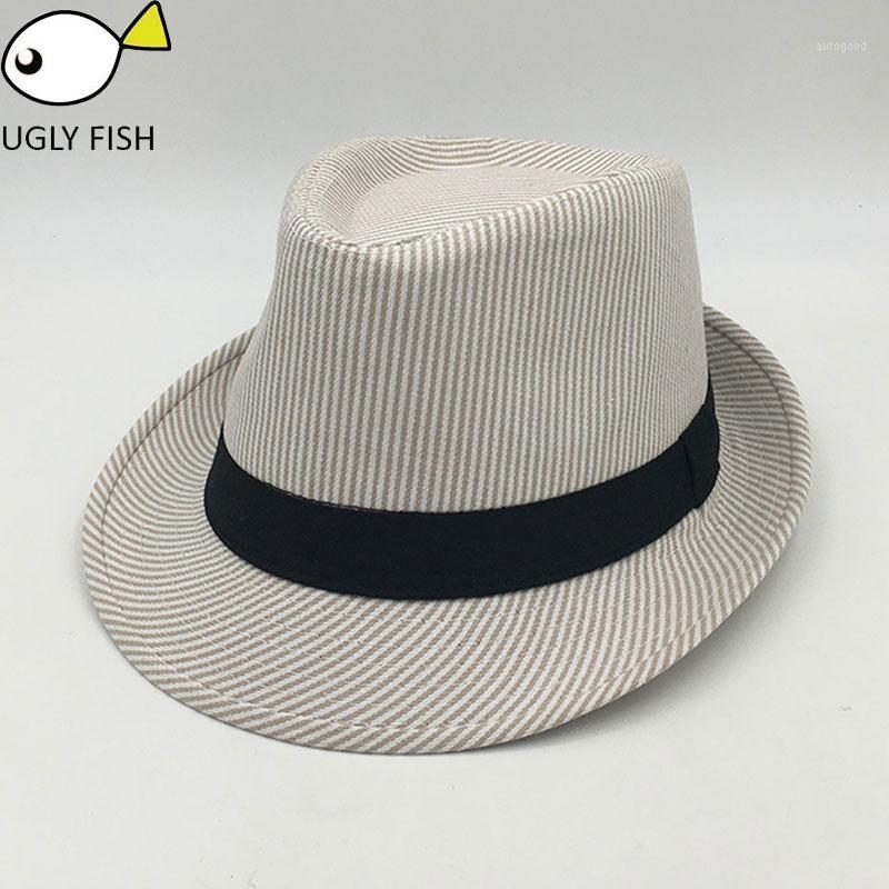 

Wide Brim Hats Unisex Casual Striped Fedoras Hat Women Men Summer Spring Jazz Panama Cap Trilby Fedora1, Red strip