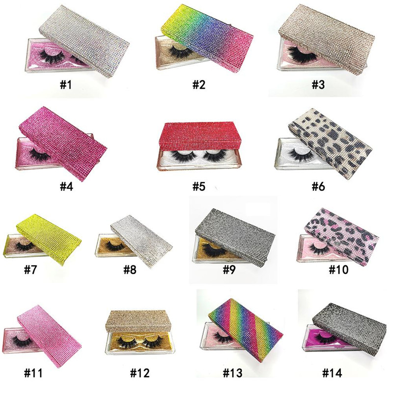 14 Styles Diamond Packing Box 3D Eyelashes Empty Packaging Boxes Glitter Rhinestone Lashes Case Eye Lashes Plastic Boxes
