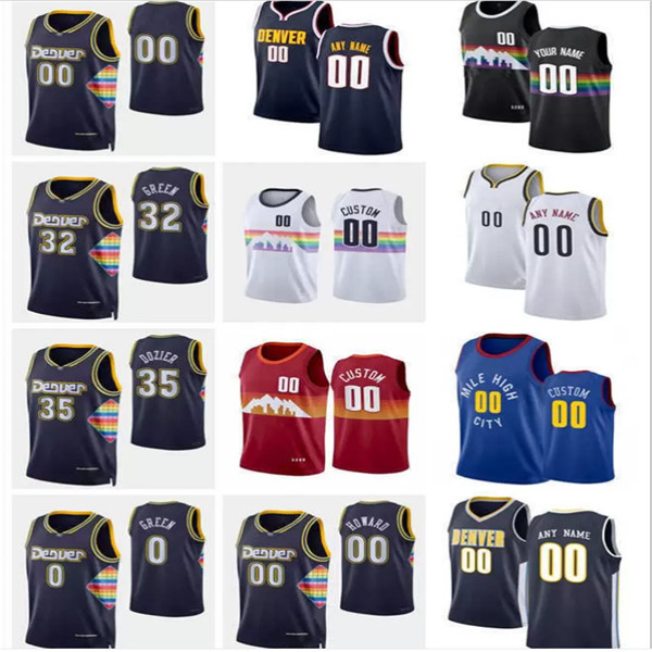 

75th Custom Mens Womens Youth DenverNuggets35 PJ Dozier 0 JaMychal Green 32 Jeff Green 00 Markus Howard Basketball Jerseys, Color