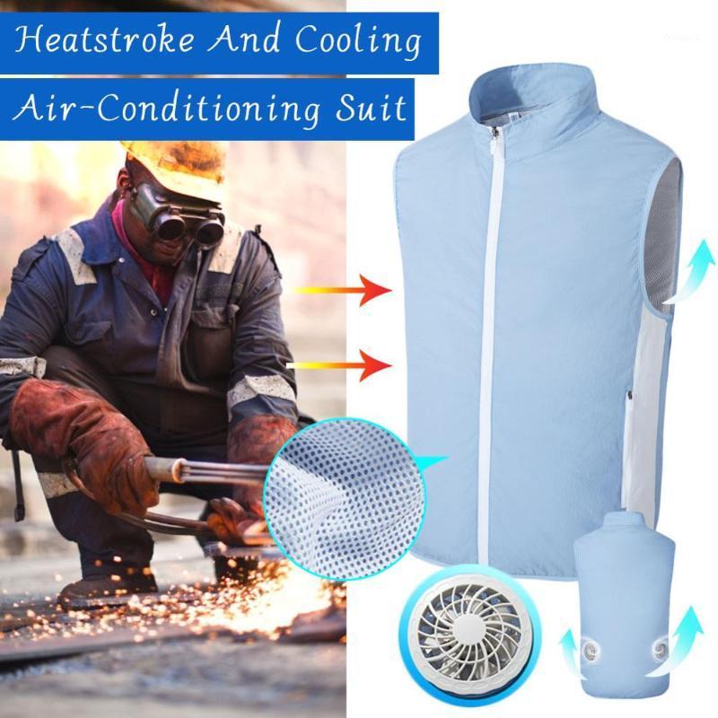 

Summer High Temperature USB Fan Cooling Hiking Vest Fishing Cycling Vest Air Conditioning Work Outdoors Quick Cooling Men/Women1, Blue