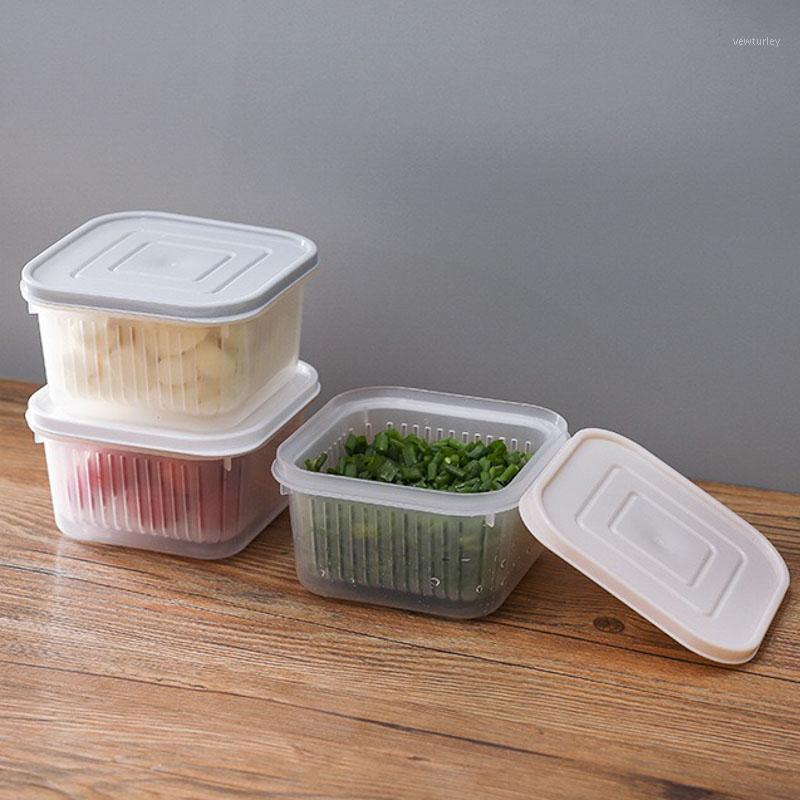 

Fruit And Vegetable Storage Box Drainable With Lid Transparent Onion Ginger Garlic Fresh Kitchen Refrigerator Simple1