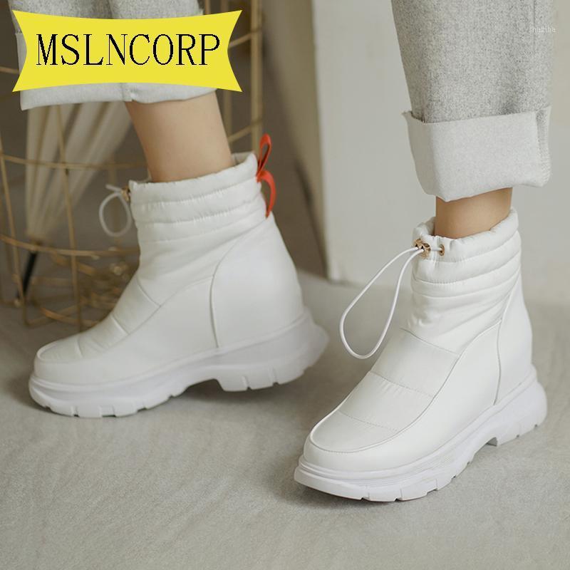

Plus Size 34-43 Snow Boots Women Shoes Warm Plush Fur Ankle Boots Winter Female Slip on Wedges Casual Shoes Waterproof Footwear1, Black