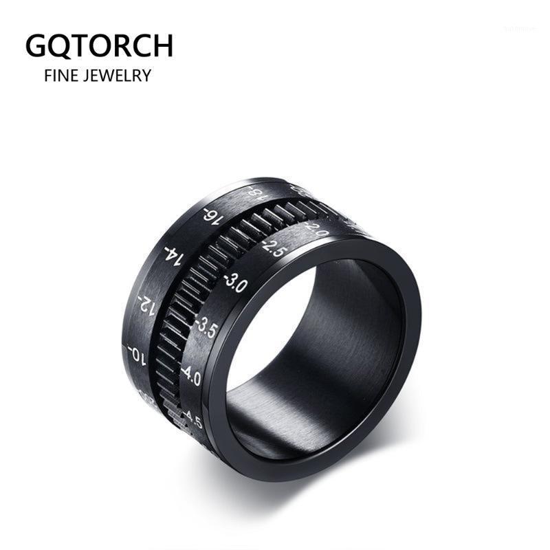 

Black Rotating Spinner Rings For Men Camera Lens Design 12mm Titanium Steel Men's Ring Finger Band Fashion Jewelry1