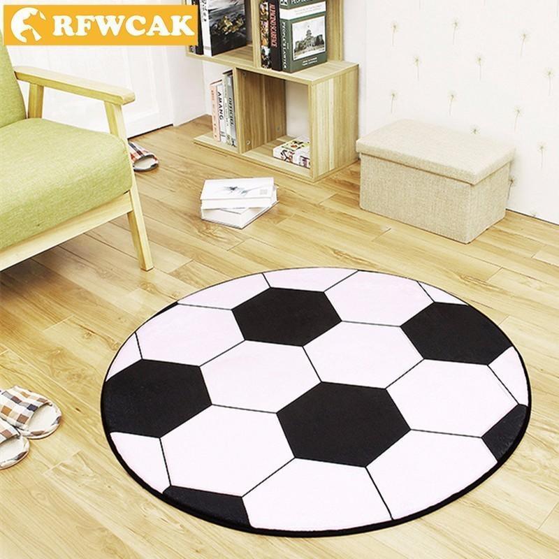 

RFWCAK New Polyester Anti-slip Ball Round Carpet Computer Chair Pad Football Basketball Living Room Mat Children Bedroom Rugs1, No 1