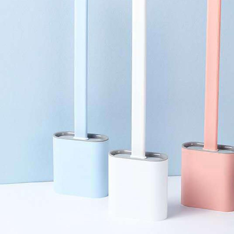 

1PC Silicone Toilet Brush Soft Bristle Wall-mounted Bathroom Toilet Brush Holder Set Clean Tool Durable Thermoplastic Rubber