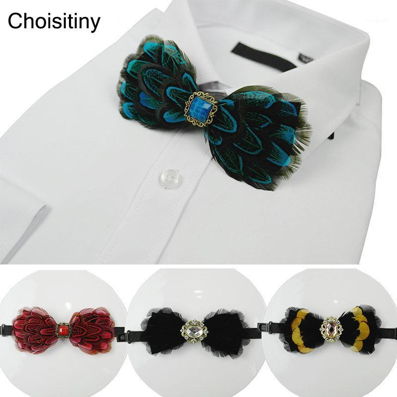 

Neck Ties Brand Classic Women And Men's Handmade Natural Feather BowTie Wedding Gift Party Europe Homme Vintage Papillon Box Unisex1