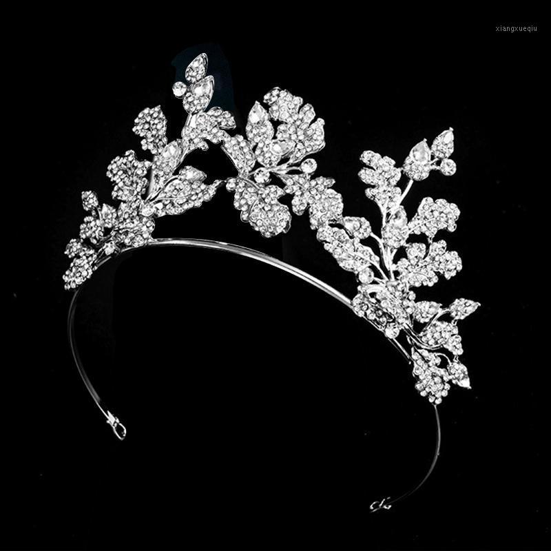 

Hair Clips & Barrettes Silver Color Shining Crystal Leaf Tiaras And Crowns Headbands For Women Bride Wedding Jewelry Princess Diadem FORSEVE, Golden;silver