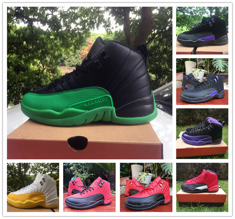 

12 Dark Concord Purple Reverse Flu Game Varsity Red Black Men basketball shoes 12s Jumpman Green Yellow Mens Athletic Sneaker size 8-13