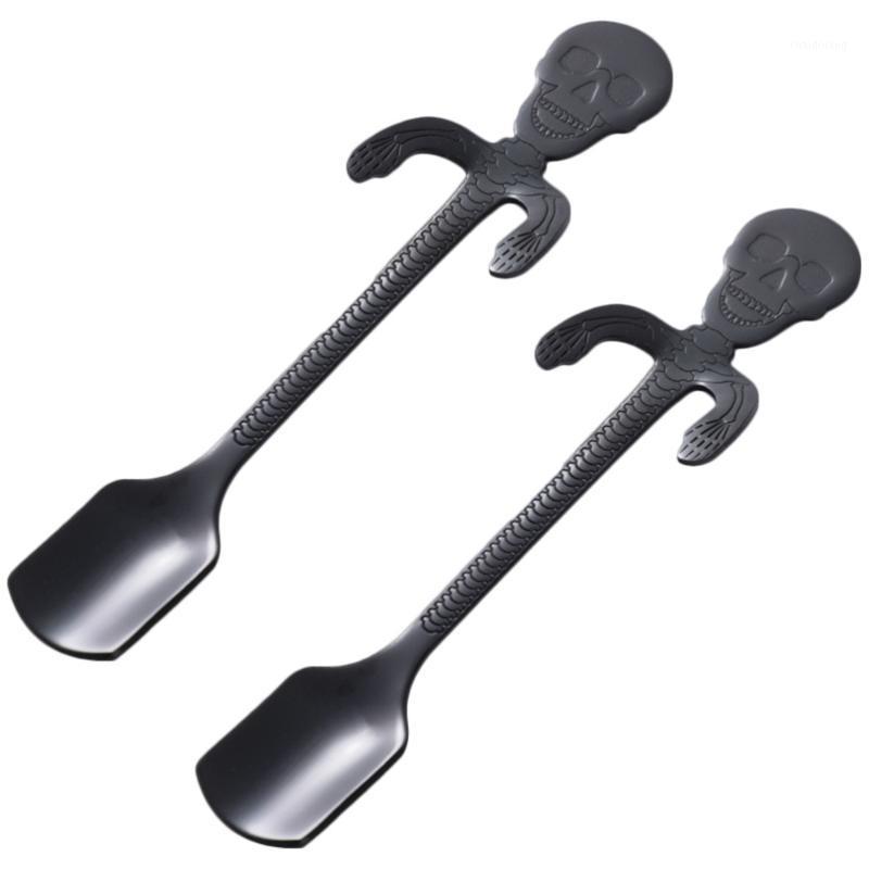 

2Pcs 1Set Exquisite Non-toxic Hanging Cup Spoons Odorless Spoons (Black)1
