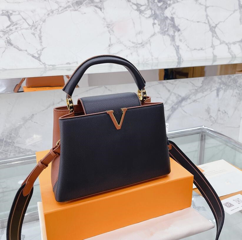 

M42259 M56071 CAPUCINES MM MINI Designer women bag genuine calf leather cross-body clutch purse handbag shoulderbag top handles tote, 01