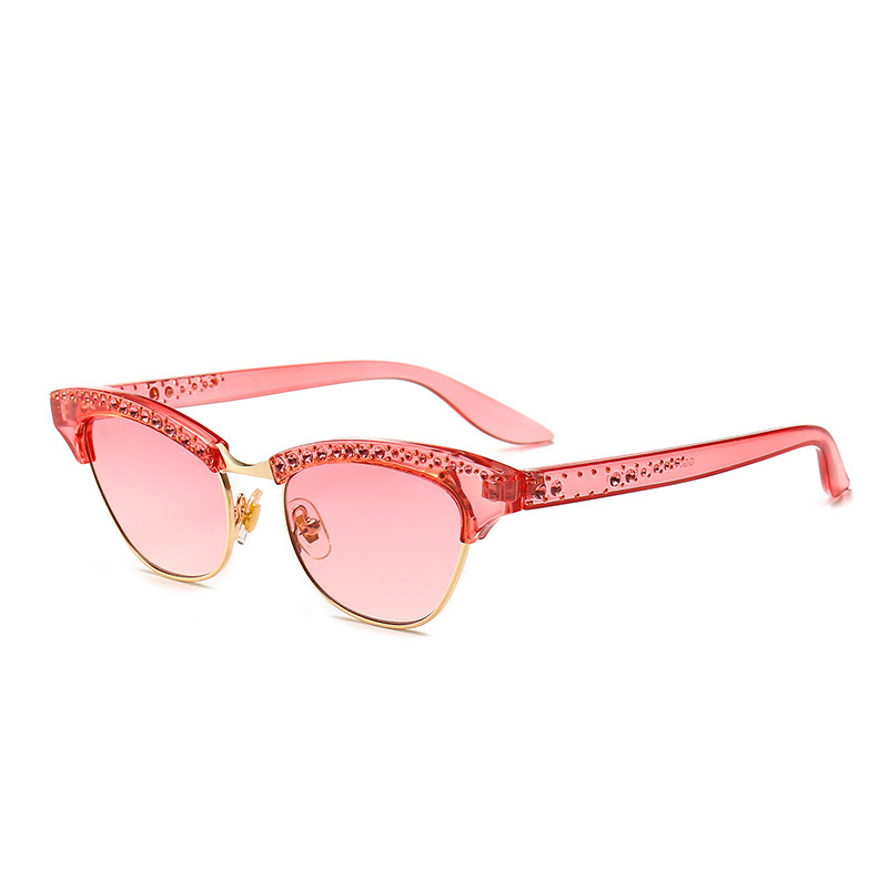 

Inlay rhinestone cat's eye women's sunglasses street shooting summer fashion glasses Girls photo props vacation sunshade glasses