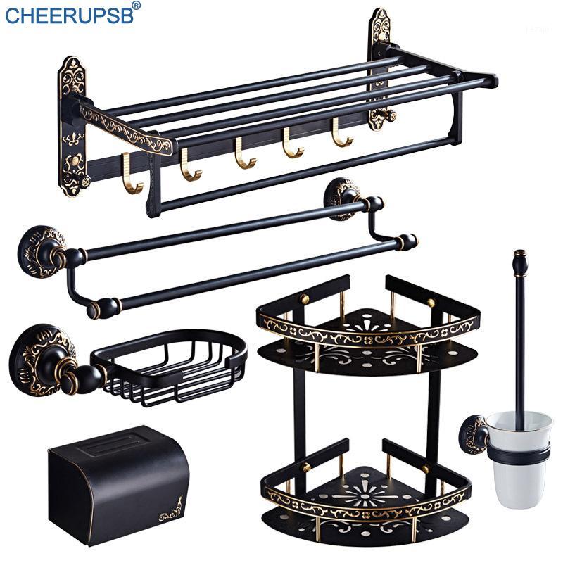 

Bathroom Antique Accessories Foldable Set Tower Rack Space Aluminum Triangel Holder Hair Dryer Support Black Hanger Kit1