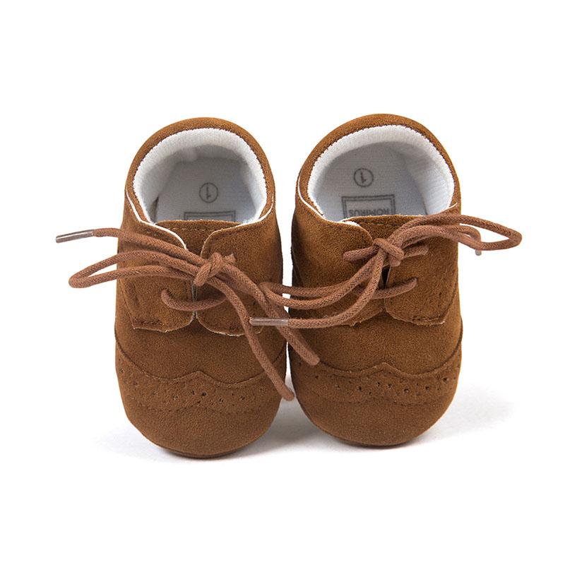 

12M Baby Boys Spring and Autumn New Soft Leather Shoes Infant Solid Color First Walkers Shoes Breathable Retro Lacing, Black
