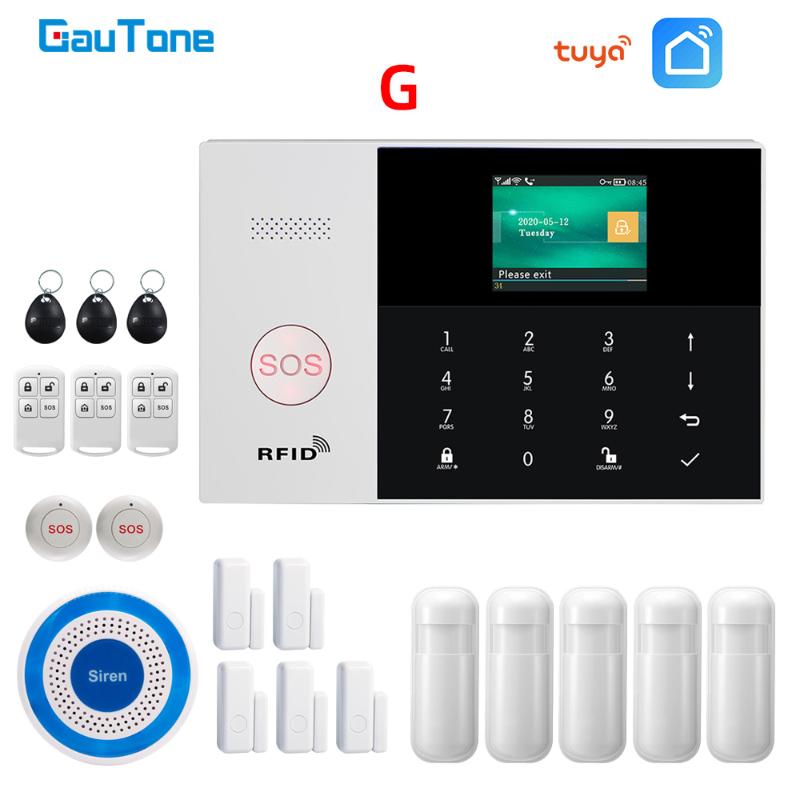 

GauTone Tuya Wifi GSM Alarm System for Home Security with Wireless Siren SOS Button support Smart Life Remote Control