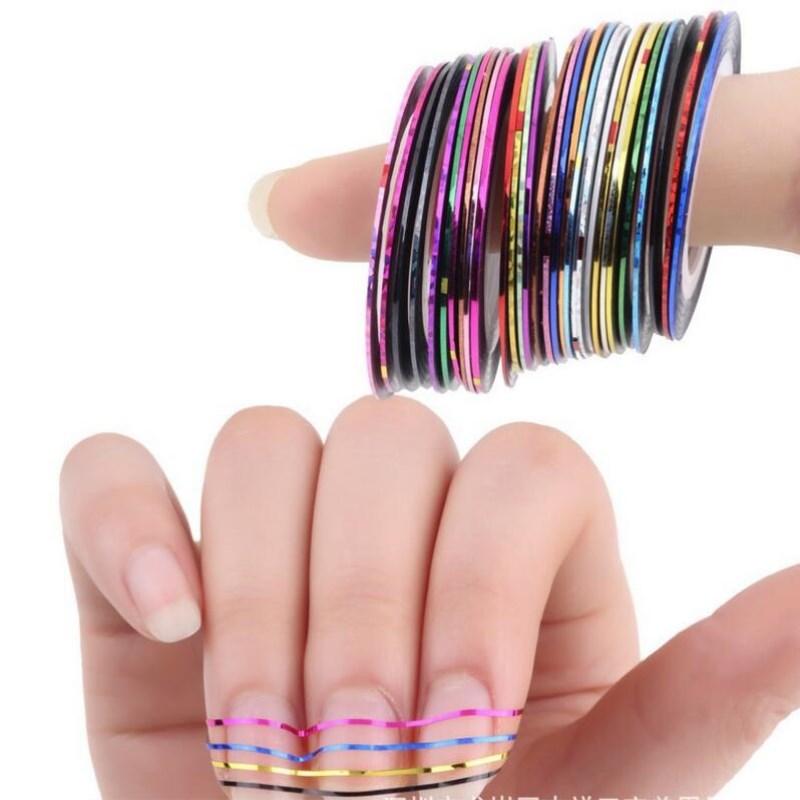 

All For Nail 30Pcs Striping Tape Line Nail Art Decoration Sticker DIY Stickers Mix Color Rolls
