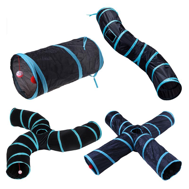 

Cat Tunnel Collapsible Pet Play Tunnel Tube Toy with a Bell Toy for Cat Puppy Kitten Indoor Outdoor Training