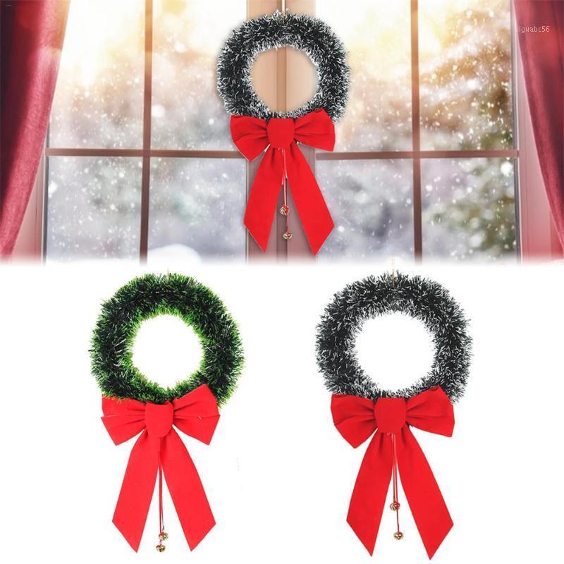 

30CM Christmas Wreath New Bow Bells Wreath Window Christmas Door Decoration New Year Autumn ghirlanda natale1, Red