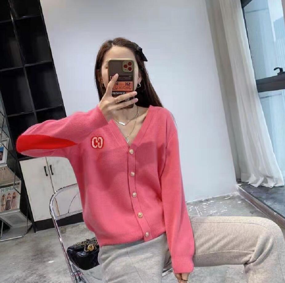 

Cardigan For Women Striped Pink Knit Button Lady Cardigans Sweaters V-neck Loose Casual Winter Knitted Coat, 02