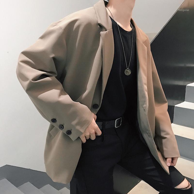 

Men' Suits & Blazers EWQ / Men' Wear 2021 Spring Korean Fashion Vintage Suit Jacket For Male Loose Small Simple Casual Single 9Y10671, Black