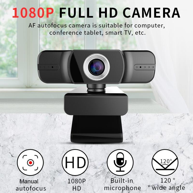 

USB HD 1080P Webcam Built in Double Microphone 2MP Manual Focus 120 Degree Wide Angle for Youtube Streaming PC Laptop1