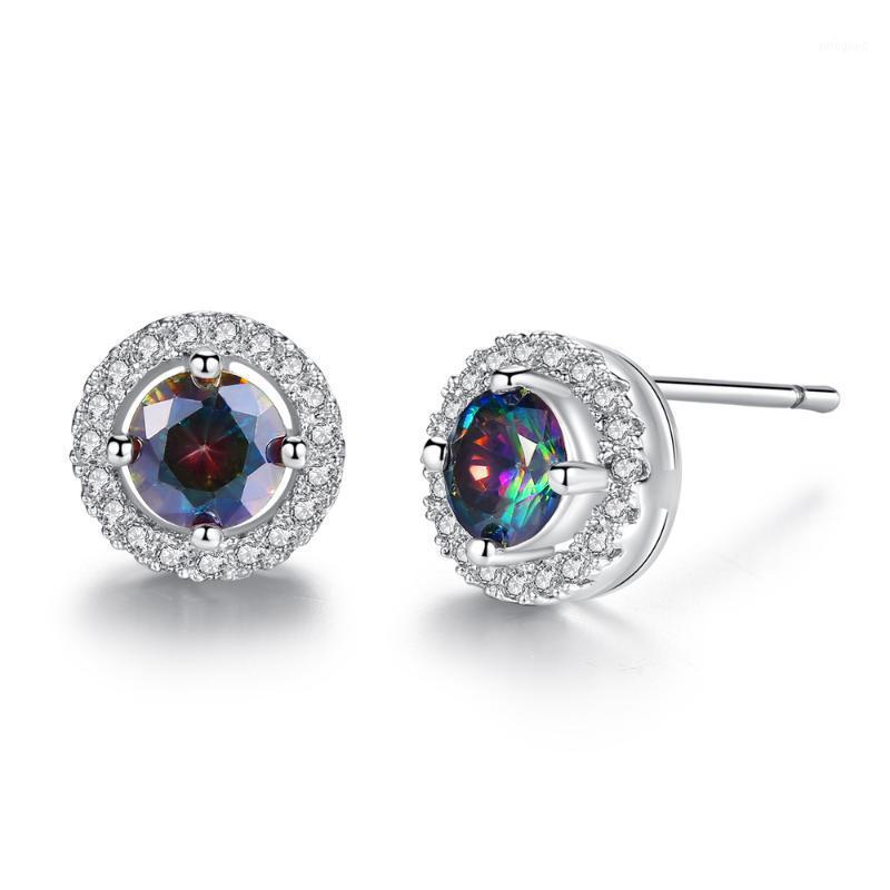 

Ladies Fashion Round Earrings 2020 New Simple Color Earrings Set With Zircon Round Banquet Engagement Jewelry Women1