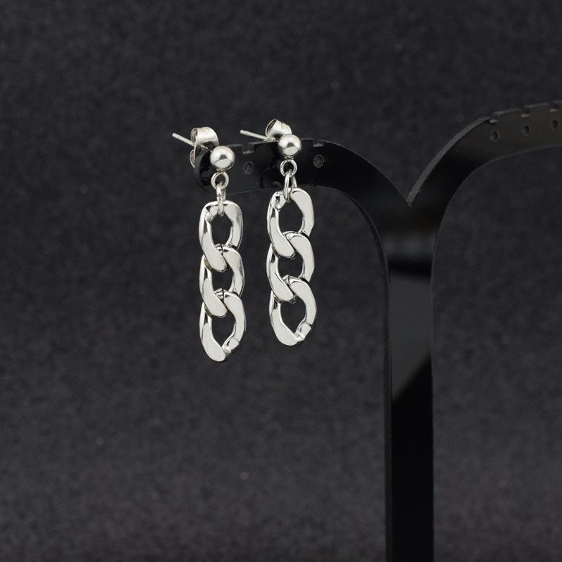 

KPOP Korean Star Big small Stud Earrings Chain Fashion Stainless steel Jewelry Simple