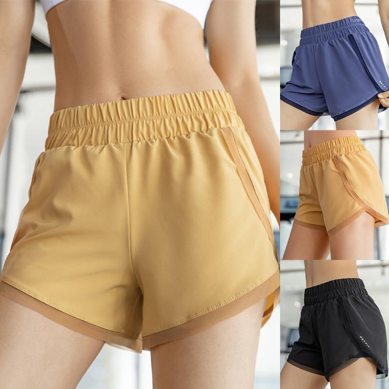 

Women Solid Color Sports Shorts High Waist Fitness Hip Lifting Ladies Shorts Workout Gym Running Yoga1, Blue