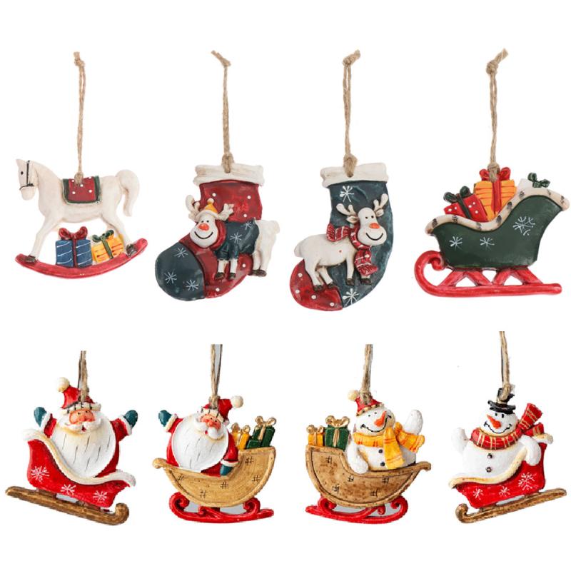 

Xmas Tree Ornaments Santa Clause Angel Christmas Keychain Snowman Sleigh Hanging Pendants Souvenir Crafts Home New Year Decor