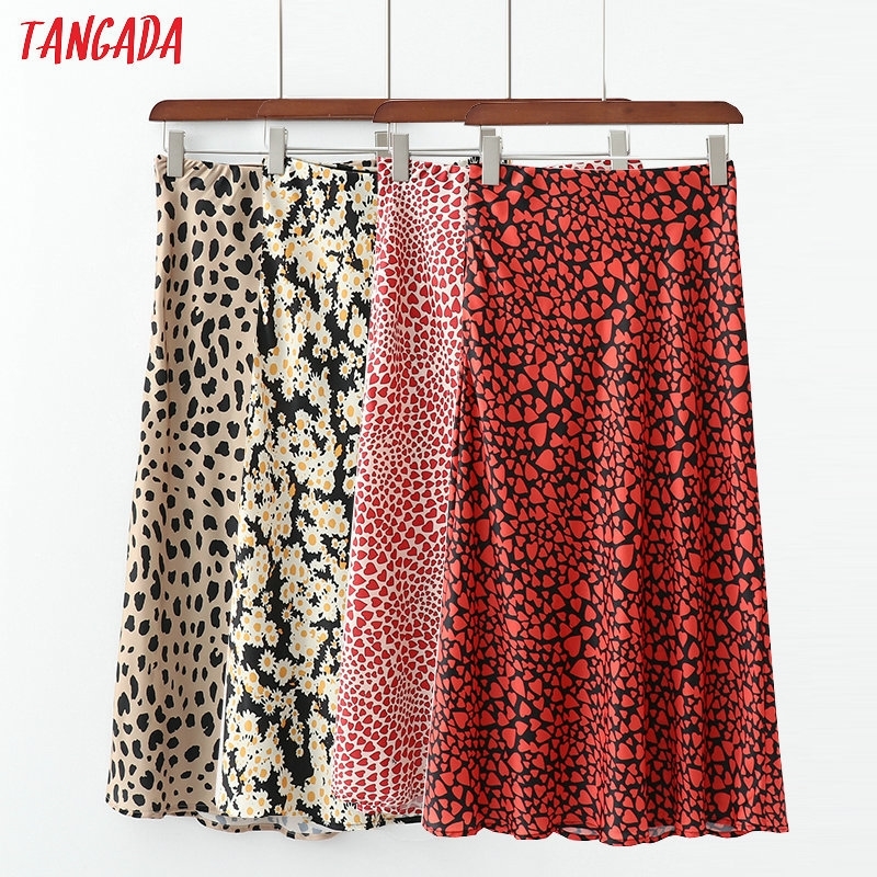 

Tangada fashion women chiffon skirt faldas mujer retro female heart printed skirt high waist beach wear skirts 1D100 Y200326, Flower print