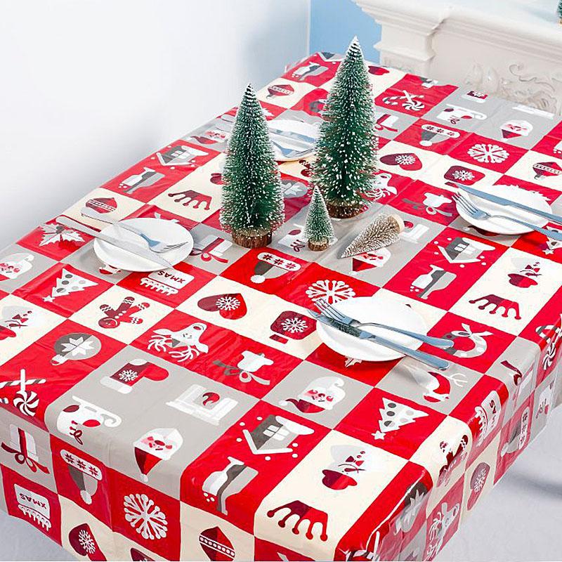 

1pcs 110*180cm Christmas Tablecloth Christmas Tree Santa Claus Printed PVC Tabel Cloth For New Year Xams Party Home Dinner Decor, B06