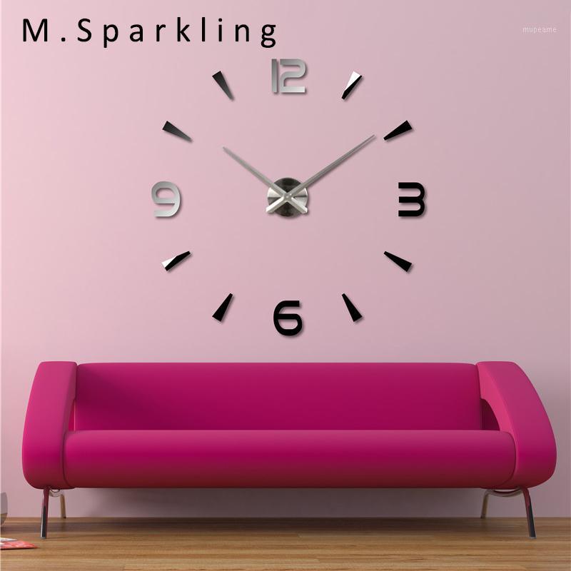 

M.Sparkling] 2017 Hot Sale Digital Wall Clock Sticker Acrylic Modern 3D DIY Self Adhesive Large Decorative Wall Clocks 3M0131