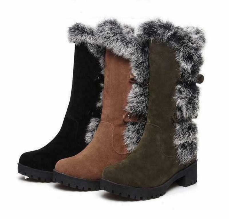 

Womens Chunky Mid-High Heels Round Toe Comfort Padded Chic Boots Plus Sz Fgg01, Beige