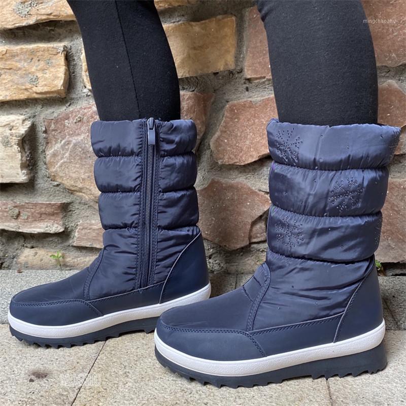 

Winter Boots Women Waterproof Snow Boots Mid-Calf Down Sneakers High Bota Ladies Shoes 2020 Warm Plush Zapatos De Mujer1, Blue