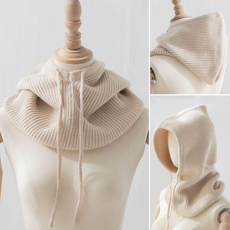 

Scarves Unisex Knit Scarf Hood Hat Winter Women Cashmere Beanie Bonnet Lady Wool Neck&Face Protect Balaclava Skullies Men Hooded